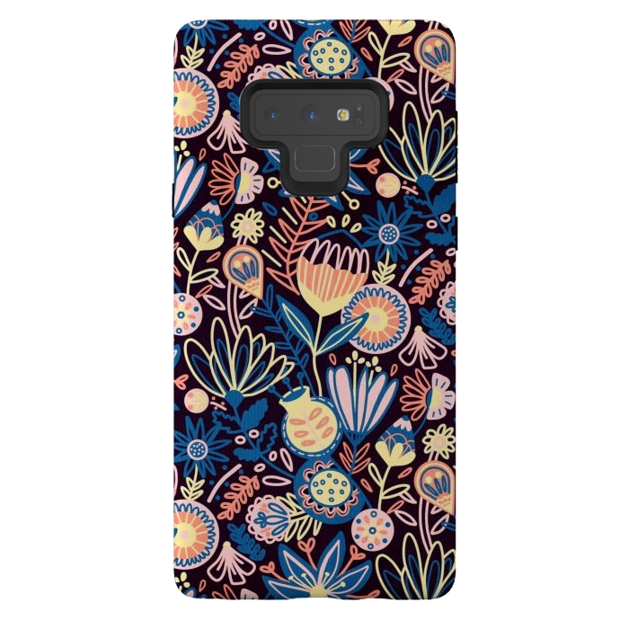 Galaxy Note 9 StrongFit Dark Floral  by Tigatiga