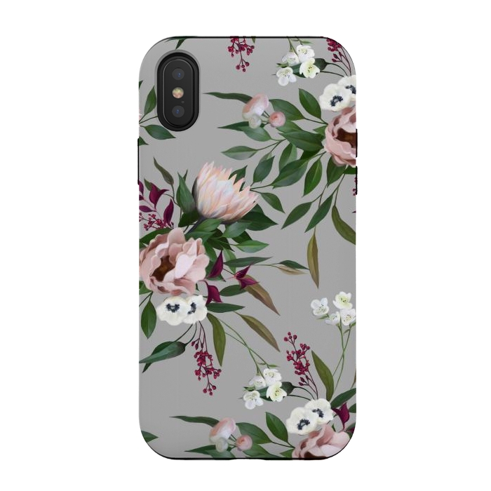 iPhone Xs / X StrongFit Bouquet With a Protea | Gray by Elzbieta Malyska