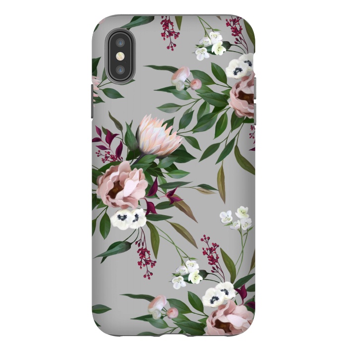 iPhone Xs Max StrongFit Bouquet With a Protea | Gray by Elzbieta Malyska