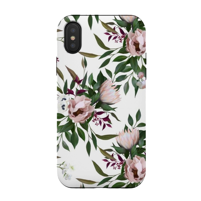 iPhone Xs / X StrongFit Bouquet With a Protea | White by Elzbieta Malyska