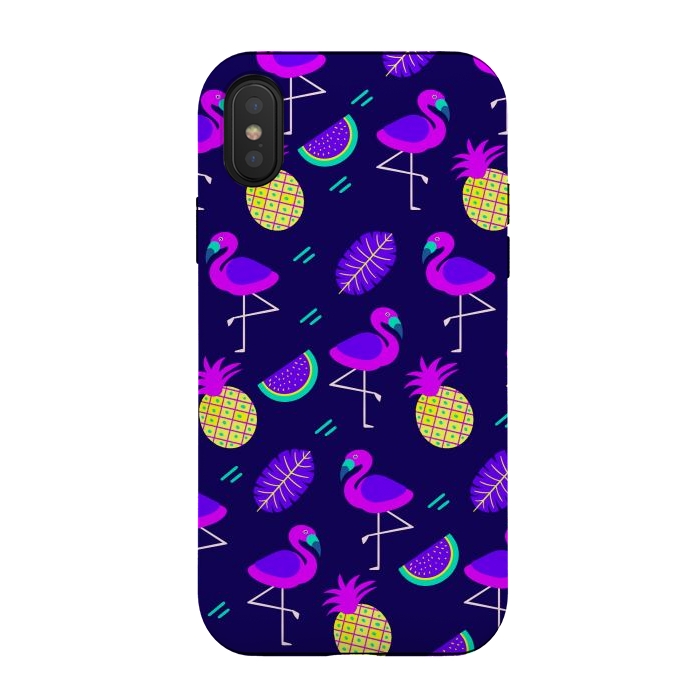 iPhone Xs / X StrongFit Flamingos In Neon by ArtsCase