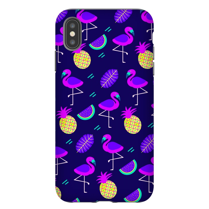 iPhone Xs Max StrongFit Flamingos In Neon by ArtsCase