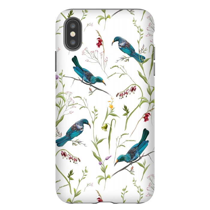 iPhone Xs Max StrongFit Birds in flowers by Elzbieta Malyska