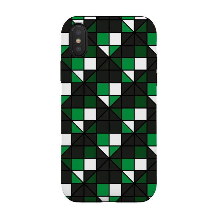 iPhone Xs / X StrongFit dark green squares by TMSarts