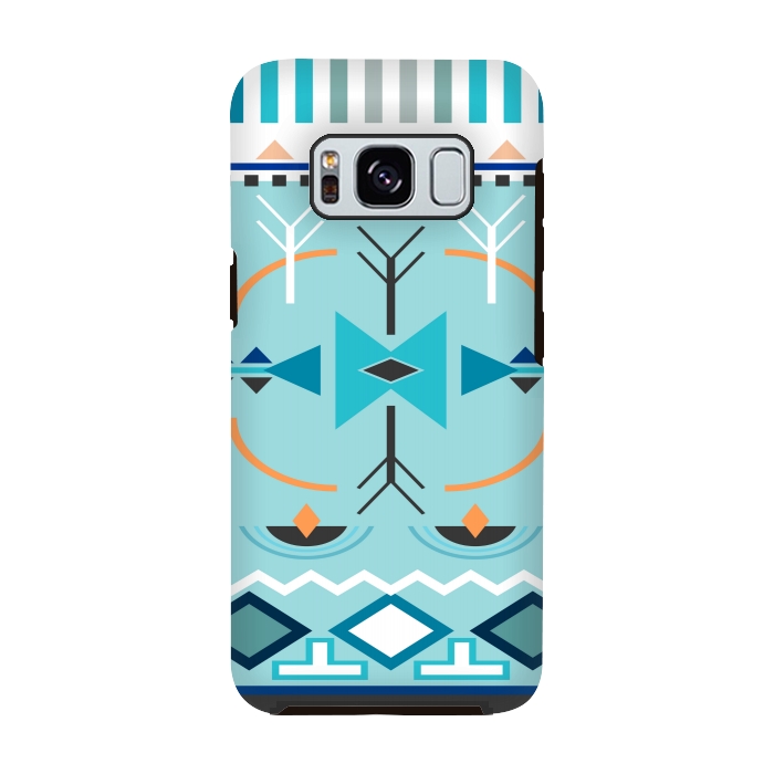 Galaxy S8 StrongFit blue aztec print by MALLIKA