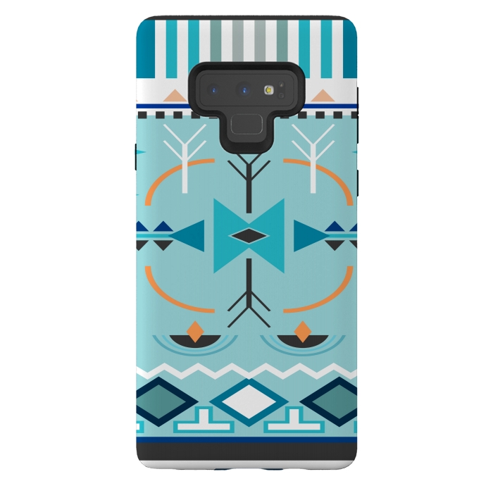 Galaxy Note 9 StrongFit blue aztec print by MALLIKA