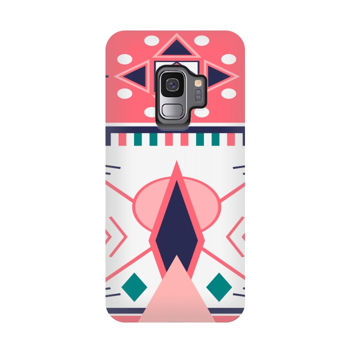 Galaxy S9 StrongFit pink blue aztec print by MALLIKA