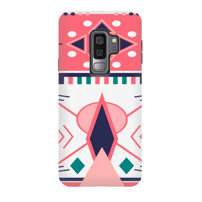 Galaxy S9 plus StrongFit pink blue aztec print by MALLIKA