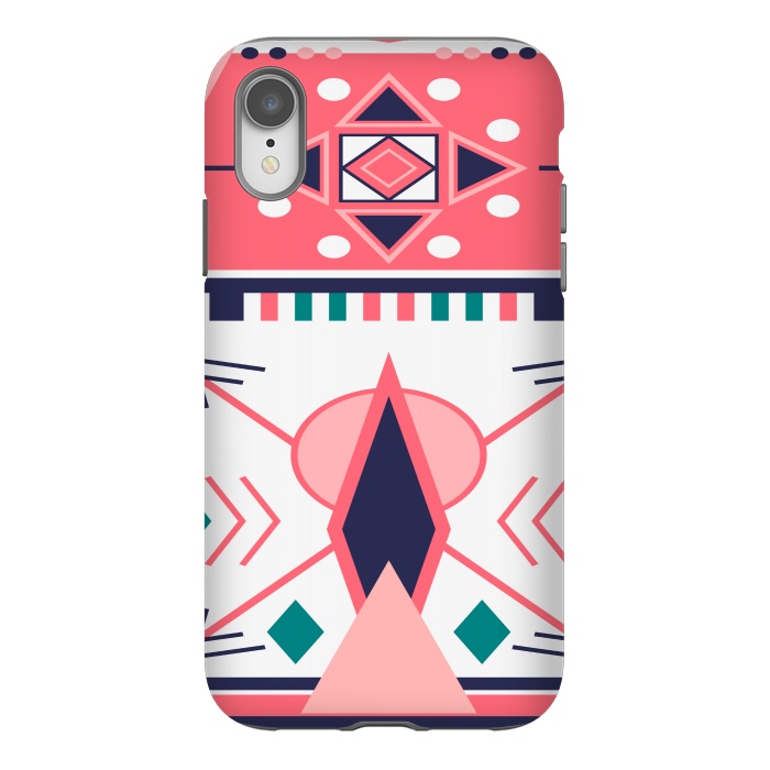 iPhone Xr StrongFit pink blue aztec print by MALLIKA