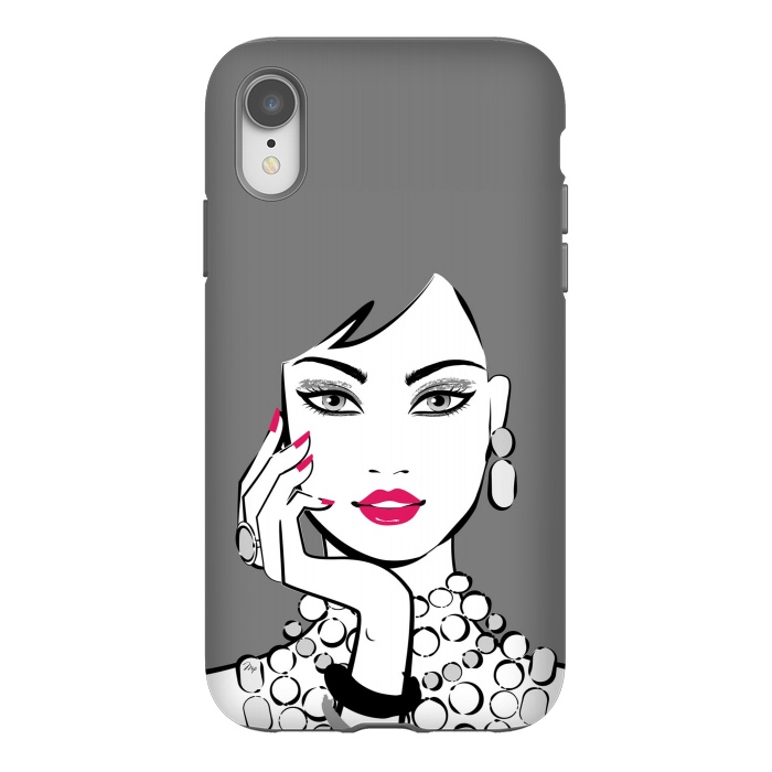 iPhone Xr StrongFit Elegant Gray Lady by Martina