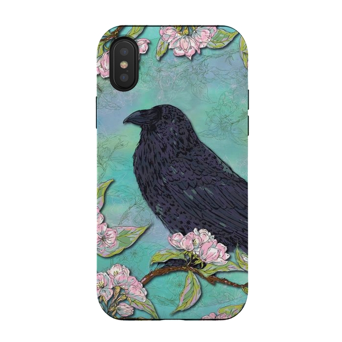 iPhone Xs / X StrongFit Raven & Apple Blossom by Lotti Brown