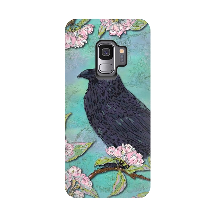Galaxy S9 StrongFit Raven & Apple Blossom by Lotti Brown
