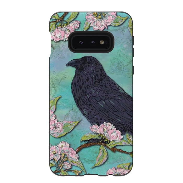 Galaxy S10e StrongFit Raven & Apple Blossom by Lotti Brown
