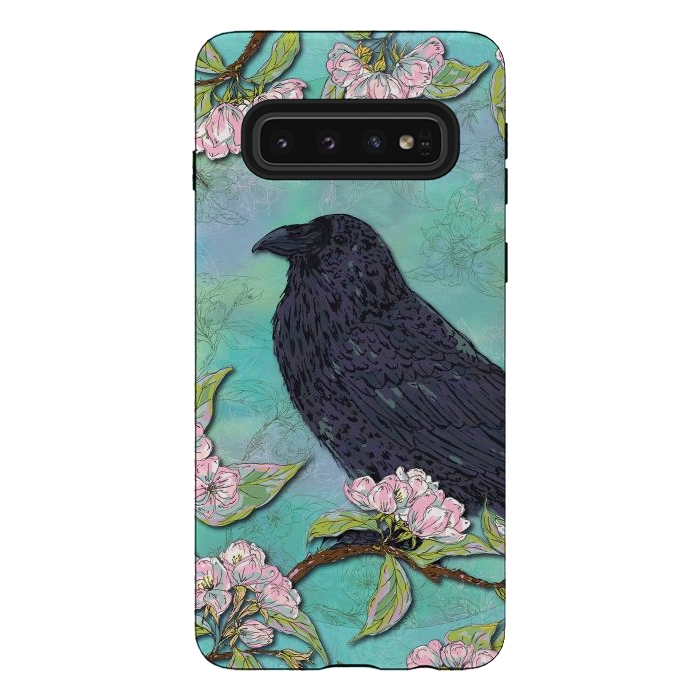 Galaxy S10 StrongFit Raven & Apple Blossom by Lotti Brown