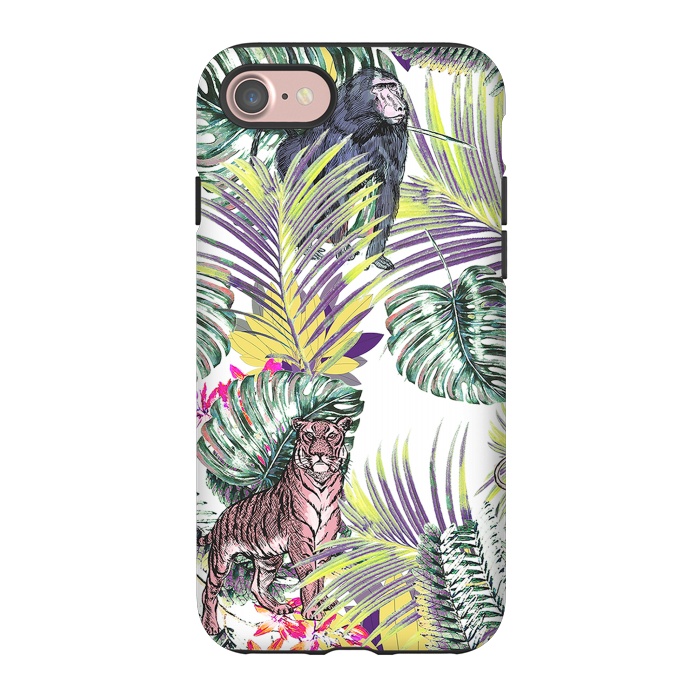 iPhone 7 StrongFit Jungle fever - wild animals and colorful leaves by Oana 