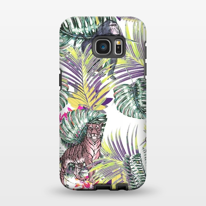 Galaxy S7 EDGE StrongFit Jungle fever - wild animals and colorful leaves by Oana 