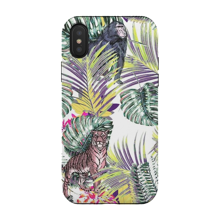 iPhone Xs / X StrongFit Jungle fever - wild animals and colorful leaves by Oana 