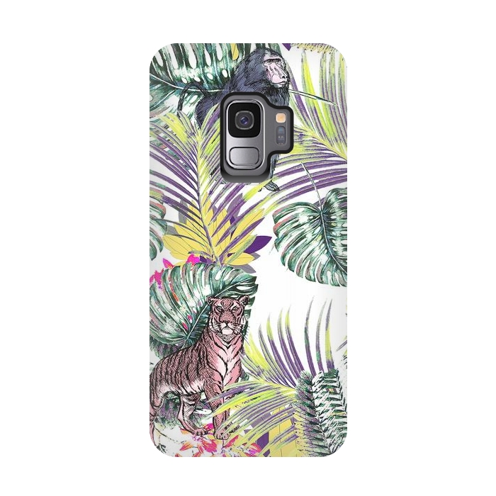 Galaxy S9 StrongFit Jungle fever - wild animals and colorful leaves by Oana 