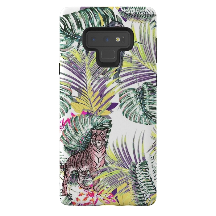 Galaxy Note 9 StrongFit Jungle fever - wild animals and colorful leaves by Oana 