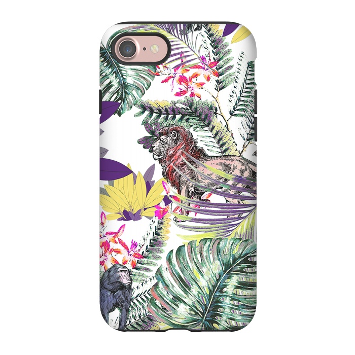 iPhone 7 StrongFit Lion and colorful tropical plants by Oana 
