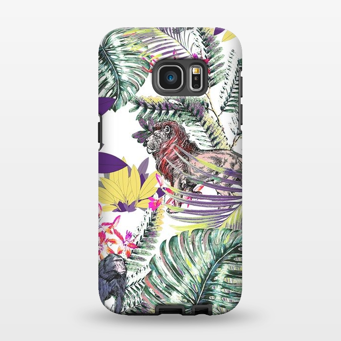 Galaxy S7 EDGE StrongFit Lion and colorful tropical plants by Oana 