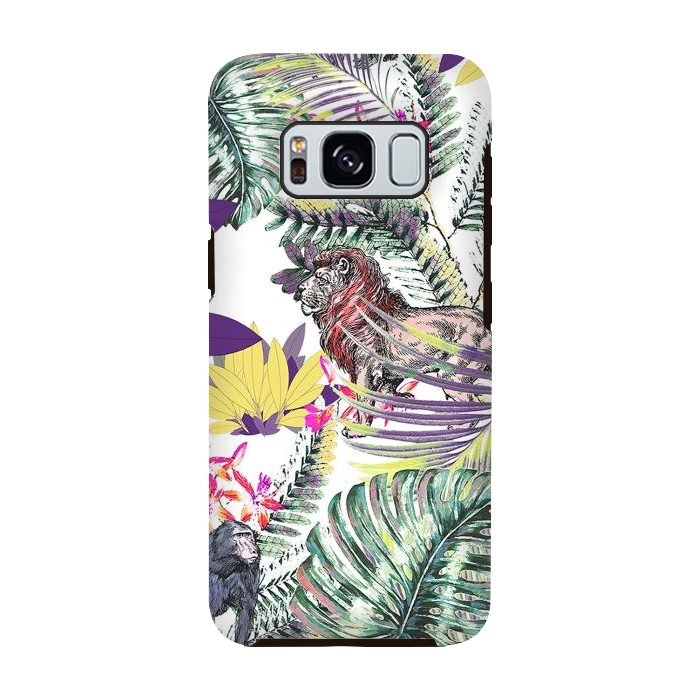 Galaxy S8 StrongFit Lion and colorful tropical plants by Oana 