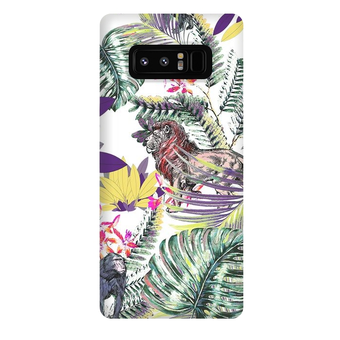 Galaxy Note 8 StrongFit Lion and colorful tropical plants by Oana 