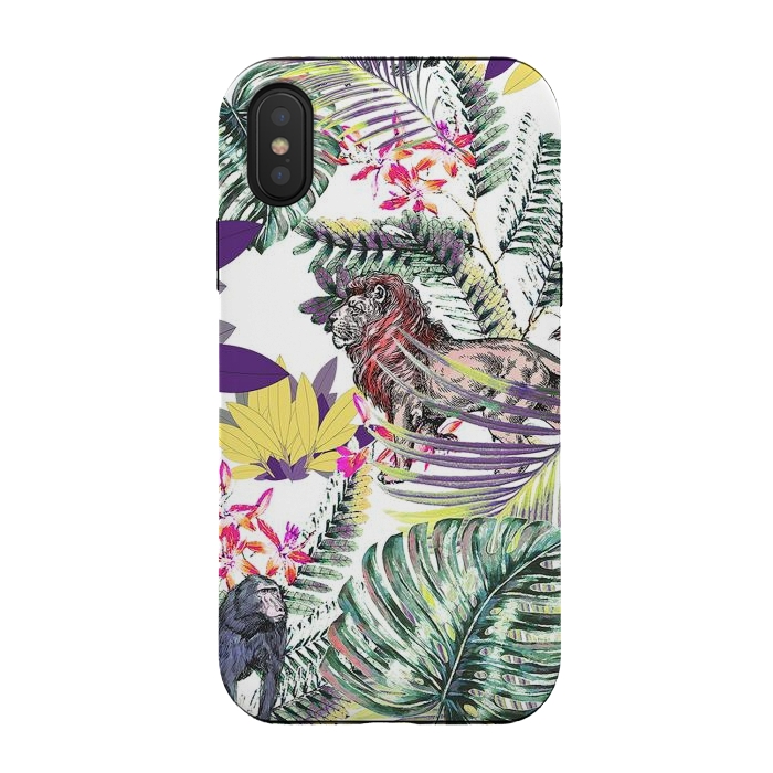 iPhone Xs / X StrongFit Lion and colorful tropical plants by Oana 