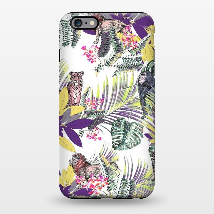 iPhone 6/6s plus StrongFit Colorful jungle leaves and wild animals pattern by Oana 