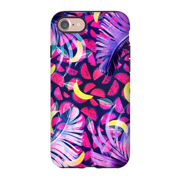 iPhone 7 StrongFit Colorful tropical banana leaves and pineapples by Oana 