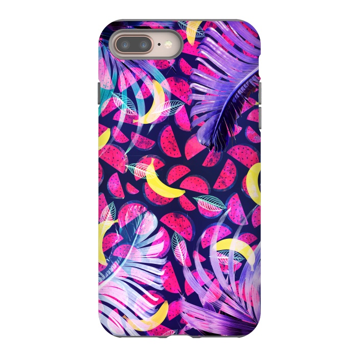 iPhone 7 plus StrongFit Colorful tropical banana leaves and pineapples by Oana 