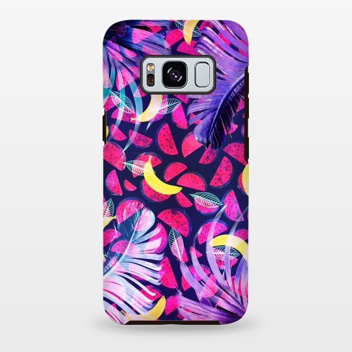 Galaxy S8 plus StrongFit Colorful tropical banana leaves and pineapples by Oana 