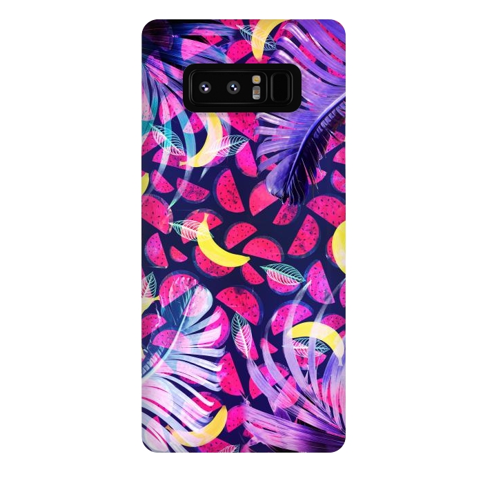 Galaxy Note 8 StrongFit Colorful tropical banana leaves and pineapples by Oana 