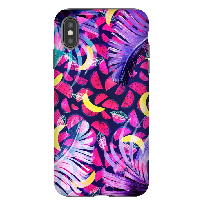 iPhone Xs Max StrongFit Colorful tropical banana leaves and pineapples by Oana 
