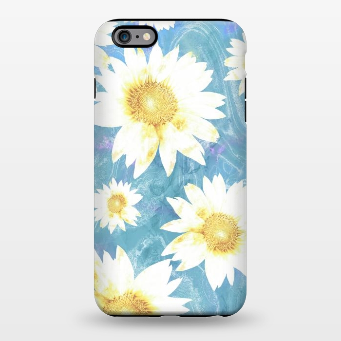 iPhone 6/6s plus StrongFit White sunflowers on baby blue marble by Oana 