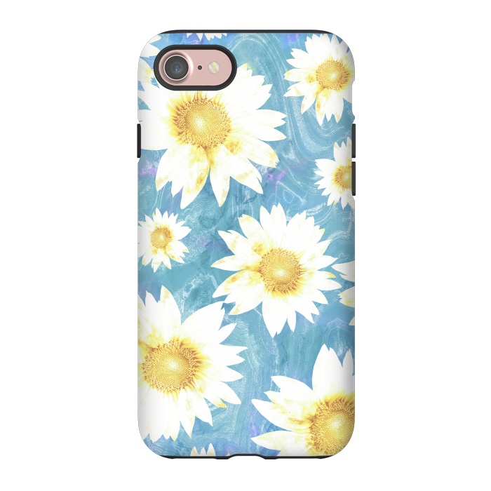 iPhone 7 StrongFit Pastel sunflowers and blue  pattern by Oana 