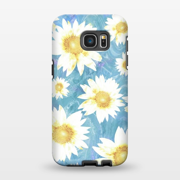 Galaxy S7 EDGE StrongFit Pastel sunflowers and blue  pattern by Oana 