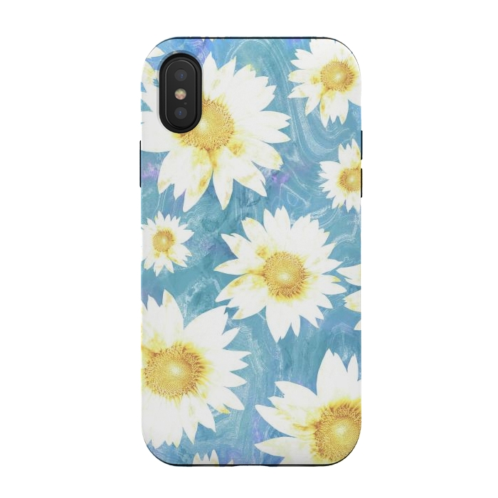 iPhone Xs / X StrongFit Pastel sunflowers and blue  pattern by Oana 