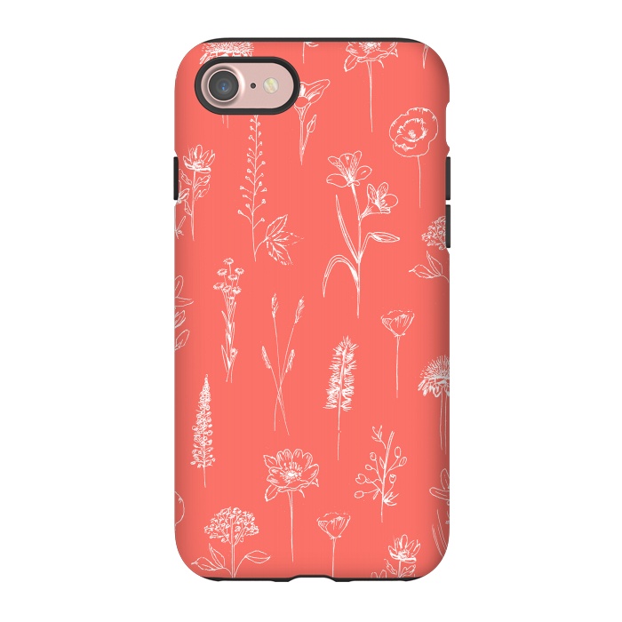 iPhone 7 StrongFit Patagonian wildflowers - Coral by Anis Illustration
