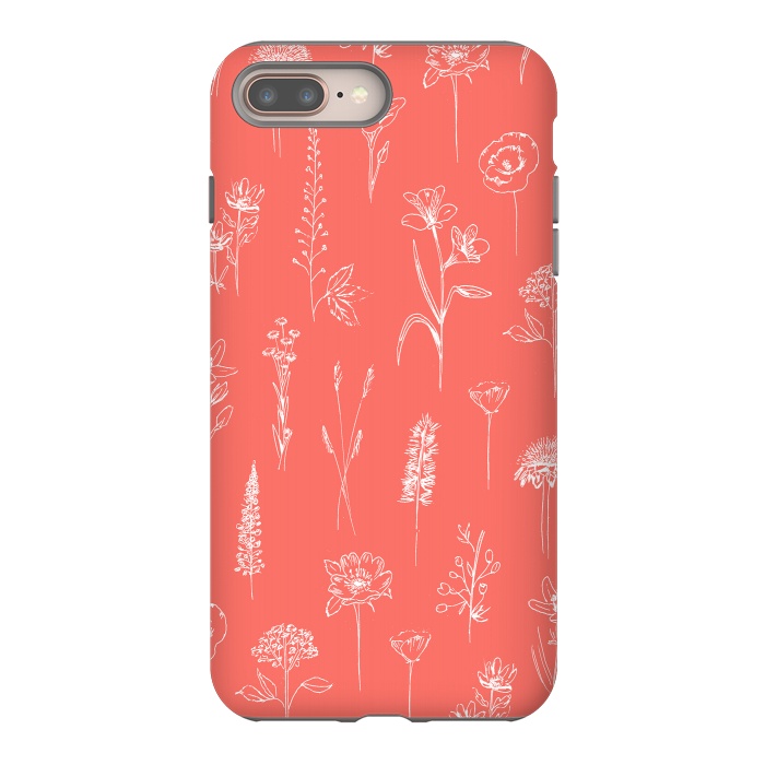 iPhone 7 plus StrongFit Patagonian wildflowers - Coral by Anis Illustration