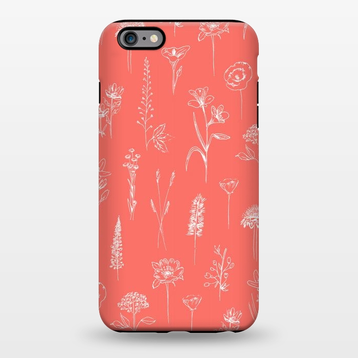 iPhone 6/6s plus StrongFit Patagonian wildflowers - Coral by Anis Illustration