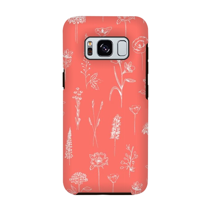 Galaxy S8 StrongFit Patagonian wildflowers - Coral by Anis Illustration
