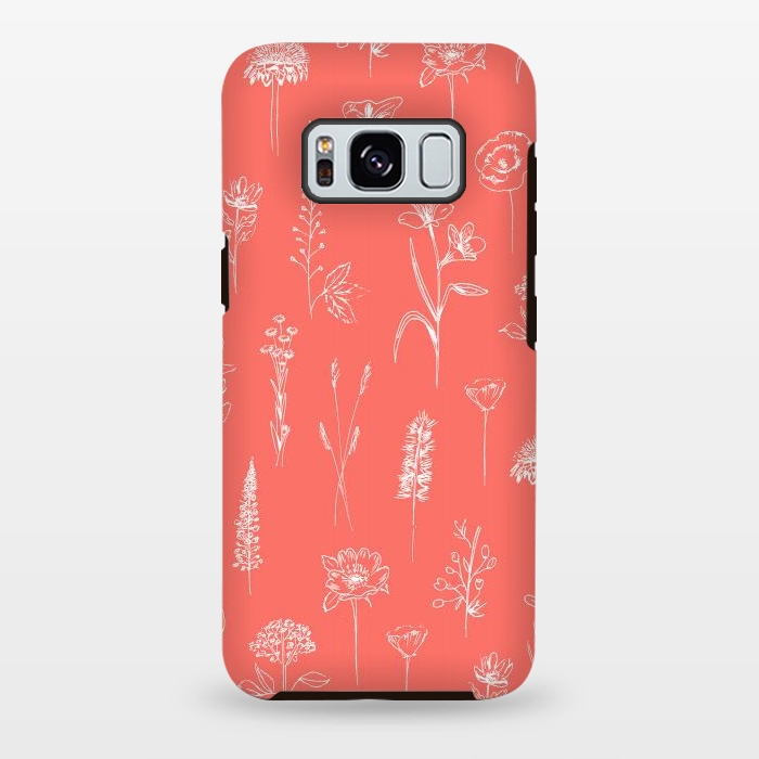 Galaxy S8 plus StrongFit Patagonian wildflowers - Coral by Anis Illustration