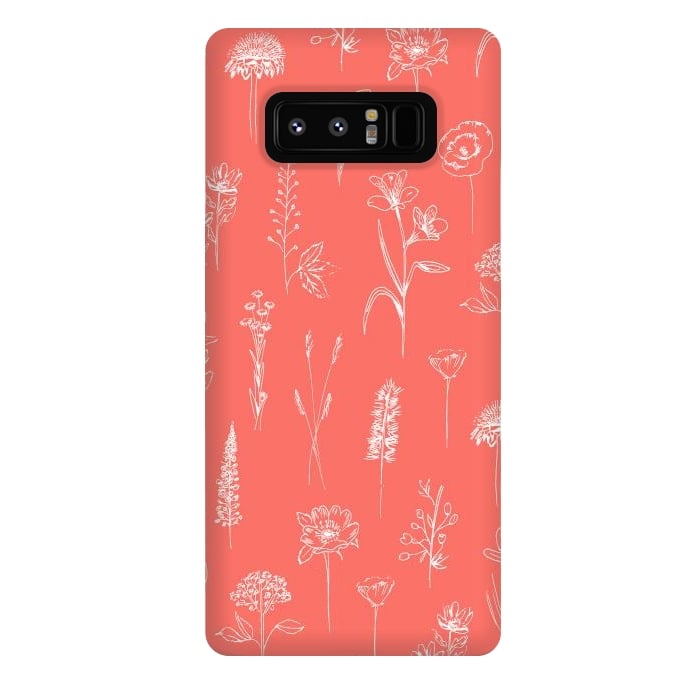 Galaxy Note 8 StrongFit Patagonian wildflowers - Coral by Anis Illustration