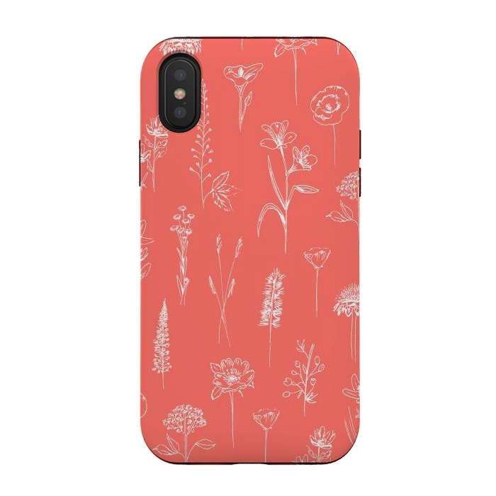 iPhone Xs / X StrongFit Patagonian wildflowers - Coral by Anis Illustration