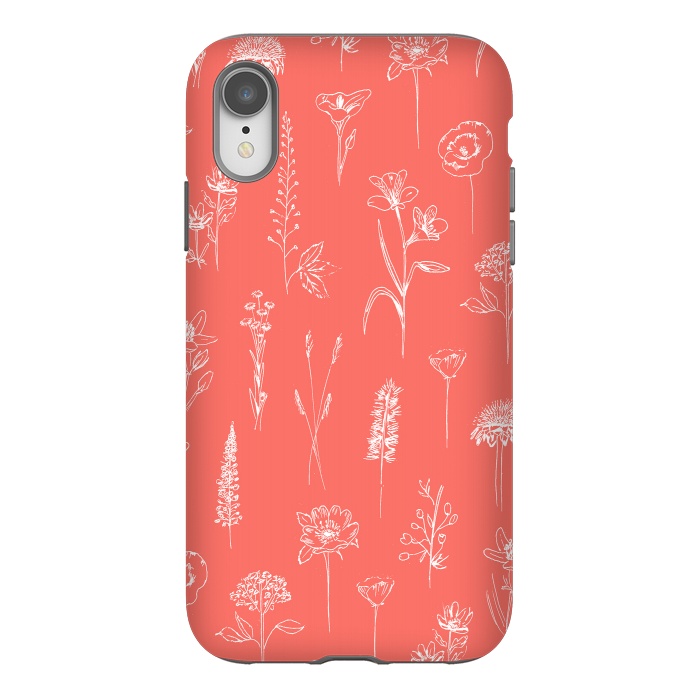 iPhone Xr StrongFit Patagonian wildflowers - Coral by Anis Illustration