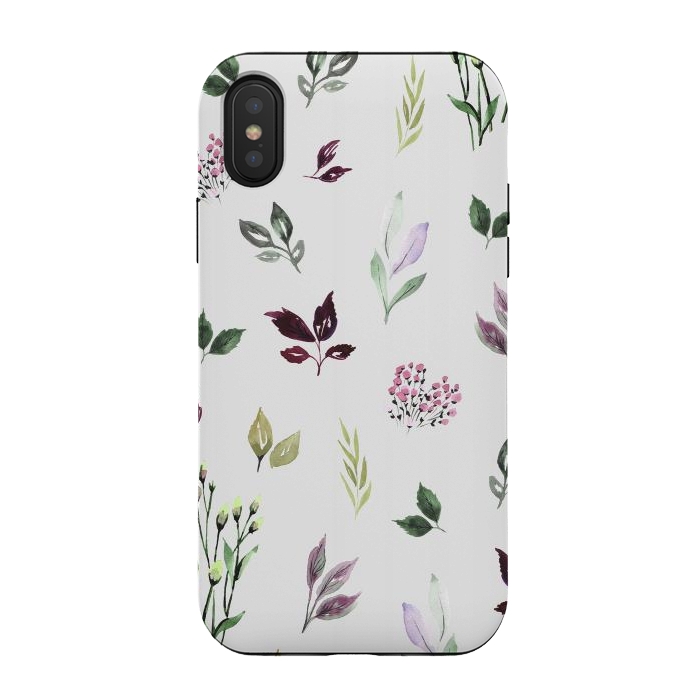 iPhone Xs / X StrongFit Watercolor Leaves  by Anis Illustration