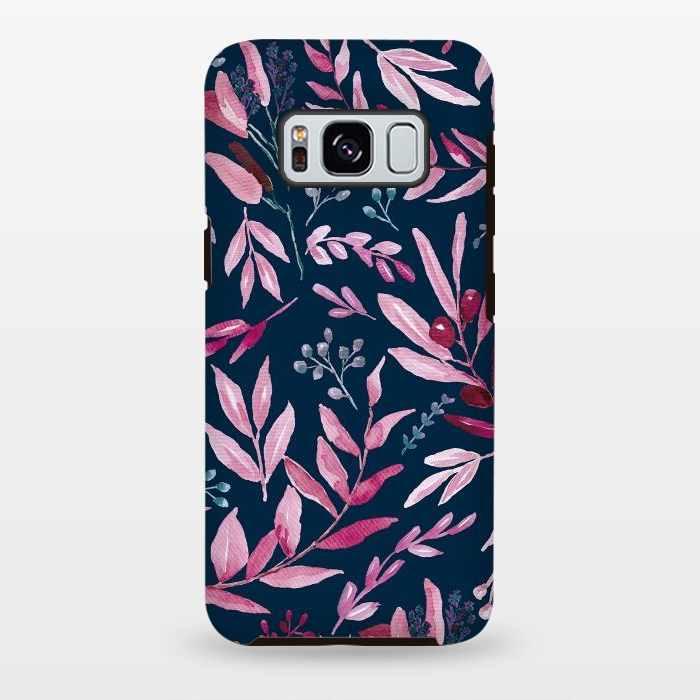 Galaxy S8 plus StrongFit Eucalyptus blue and pink by Anis Illustration