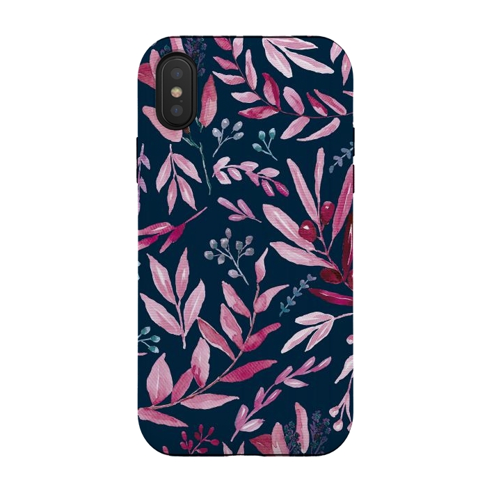 iPhone Xs / X StrongFit Eucalyptus blue and pink by Anis Illustration