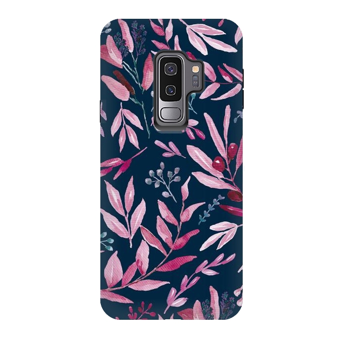Galaxy S9 plus StrongFit Eucalyptus blue and pink by Anis Illustration